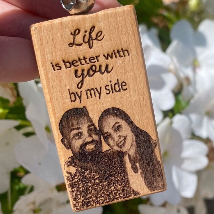 Custom Wood Picture Keychains - Engraved Photo Gifts