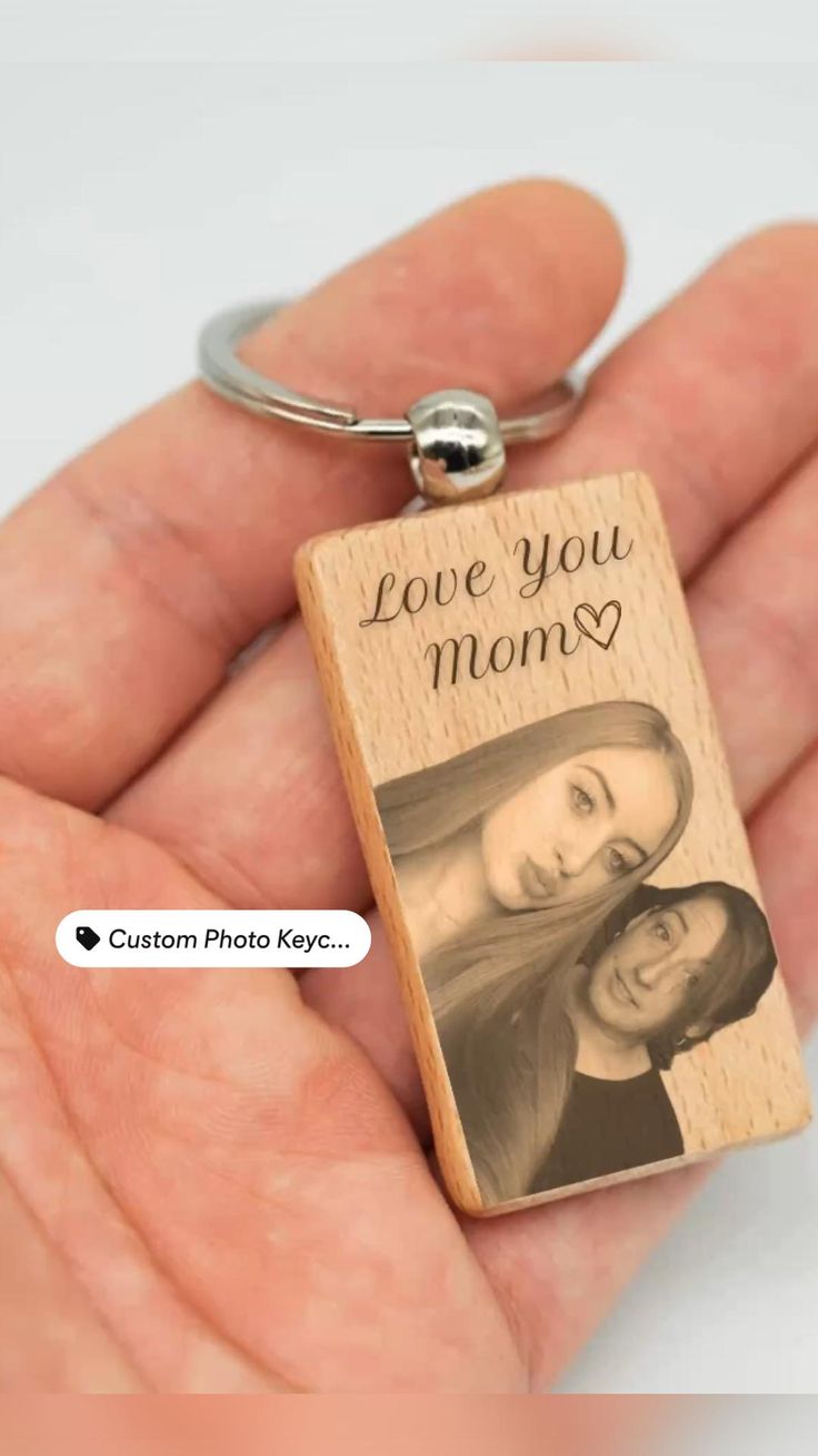 Custom Wood Picture Keychains - Engraved Photo Gifts