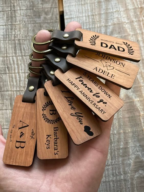 Custom Wood Picture Keychains - Engraved Photo Gifts