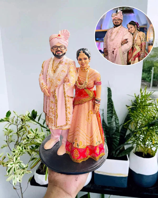Personalized Couple Miniatures - Traditional Indian Wedding Figurines