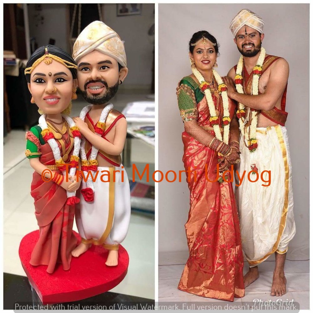 Personalized Couple Miniatures - Traditional Indian Wedding Figurines